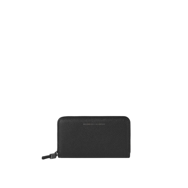 Brunello Cucinelli Calfskin wallet with monili in Black | Wallets & Purses | Luxury Shoes 