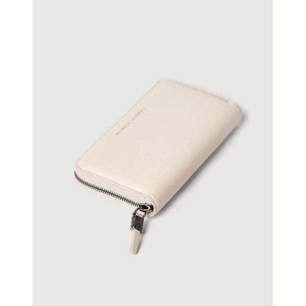 Brunello Cucinelli Calfskin wallet with monili in Ivory, view 3 | Wallets & Purses | Luxury Shoes 