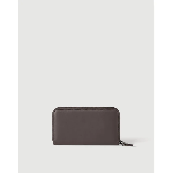 Brunello Cucinelli Calfskin wallet with monili in Rust Brown, view 2 | Wallets & Purses | Luxury Shoes 