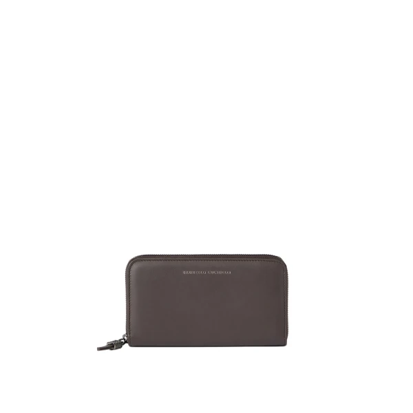 Brunello Cucinelli Calfskin wallet with monili in Rust Brown | Wallets & Purses | Luxury Shoes 
