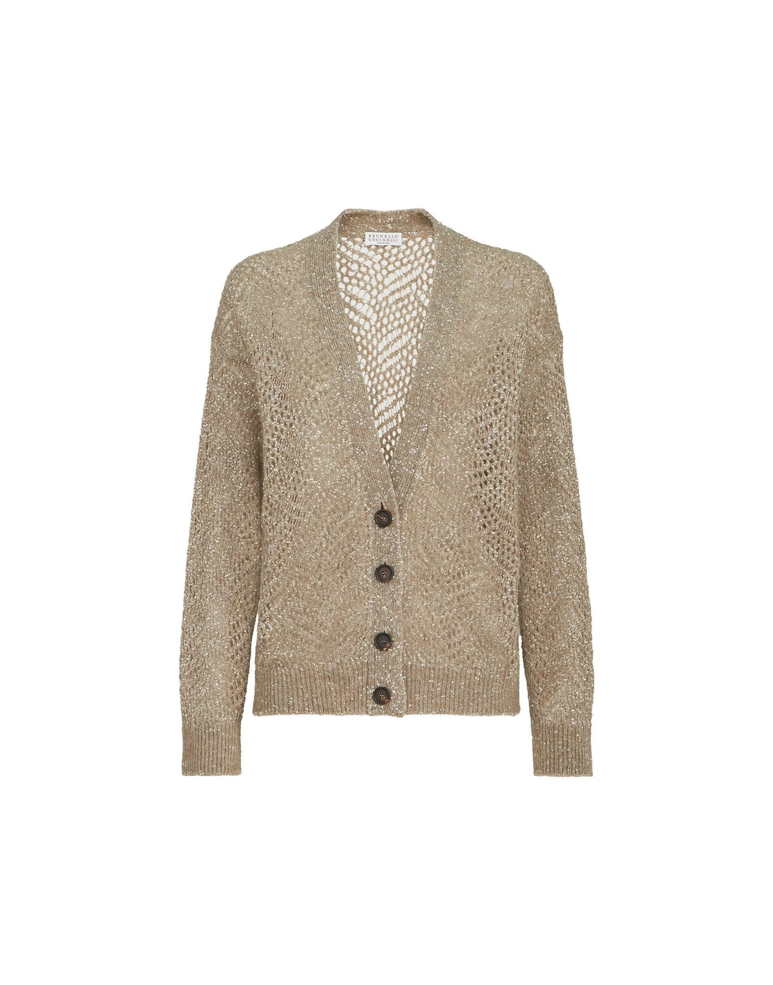 Brunello Cucinelli Cardigan Dazzling Abstract Leaf in Light Brown | Buy Knitwear at Luxury Shoes Brunello Cucinelli Cardigan Dazzling Abstract Leaf in Light Brown