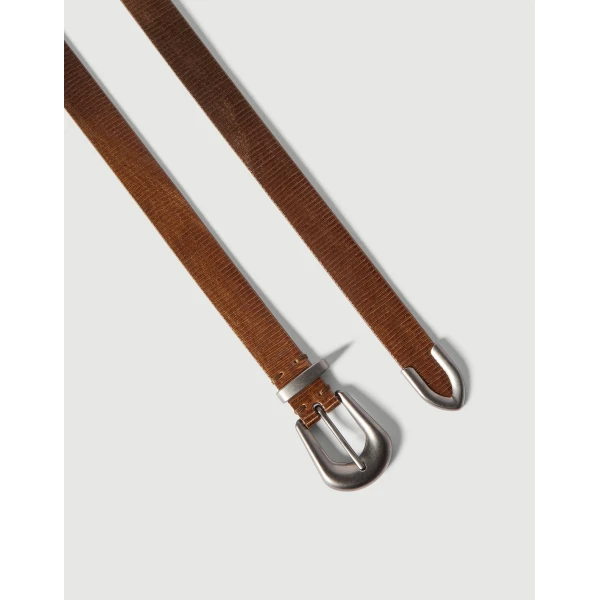 Brunello Cucinelli Carved leather belt in Light Brown, view 2 | Belts | Luxury Shoes 
