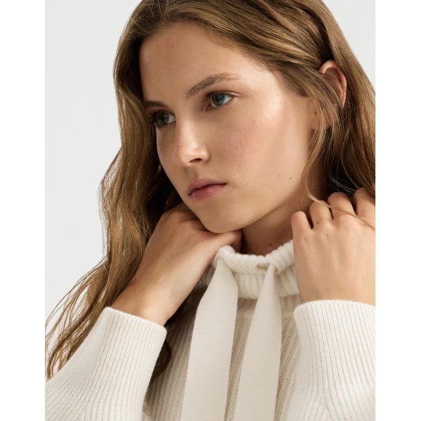 Brunello Cucinelli Cashmere English rib sweater in Butter, view 4 | Sweaters | Luxury Shoes 