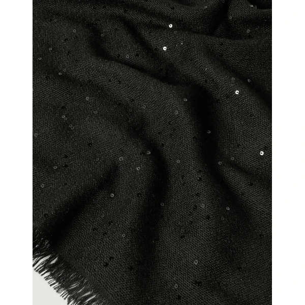 Brunello Cucinelli Cashmere and silk Diamond yarn scarf in Black, view 3 | Scarves | Luxury Shoes 