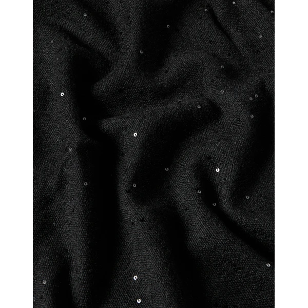 Brunello Cucinelli Cashmere and silk Diamond yarn scarf in Black, view 3 | Scarves | Luxury Shoes 