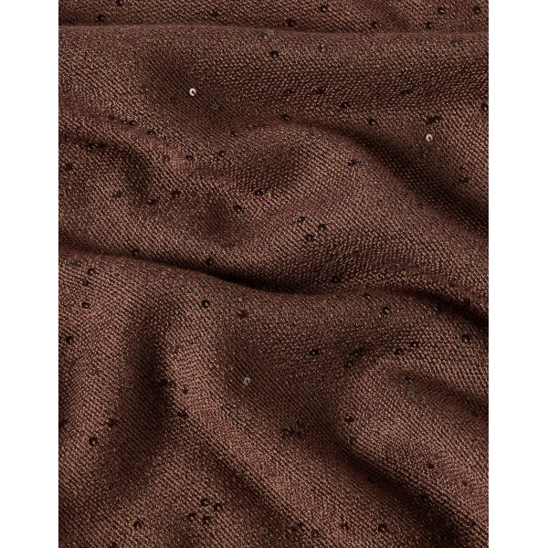 Brunello Cucinelli Cashmere and silk Diamond yarn scarf in Brown, view 3 | Scarves | Luxury Shoes 