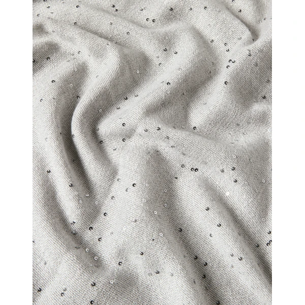 Brunello Cucinelli Cashmere and silk Diamond yarn scarf in Light Grey, view 3 | Scarves | Luxury Shoes 