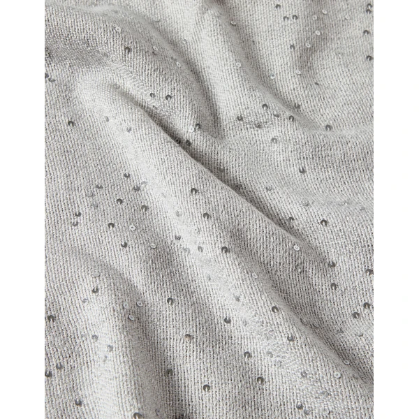 Brunello Cucinelli Cashmere and silk Diamond yarn scarf in Light Grey, view 3 | Scarves | Luxury Shoes 