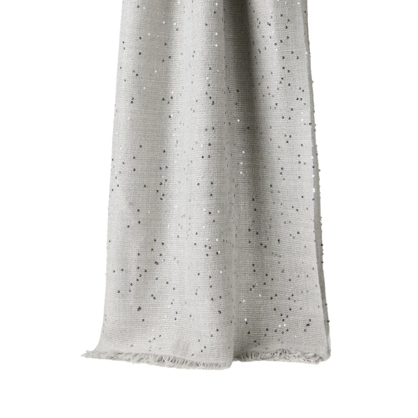 Brunello Cucinelli Cashmere and silk Diamond yarn scarf in Light Grey | Scarves | Luxury Shoes 