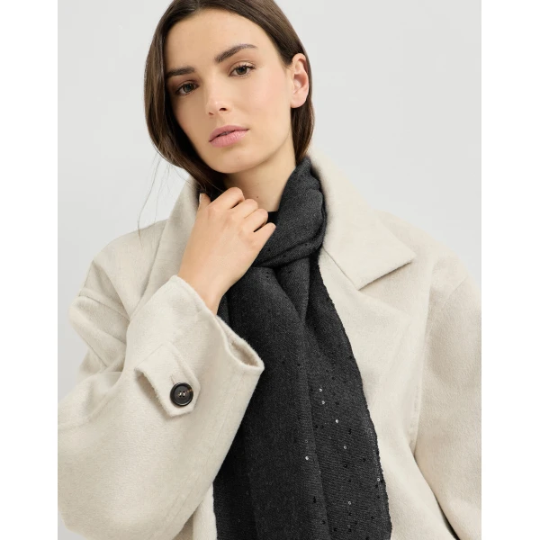 Brunello Cucinelli Cashmere and silk Diamond yarn scarf in Lignite Grey, view 4 | Scarves | Luxury Shoes 