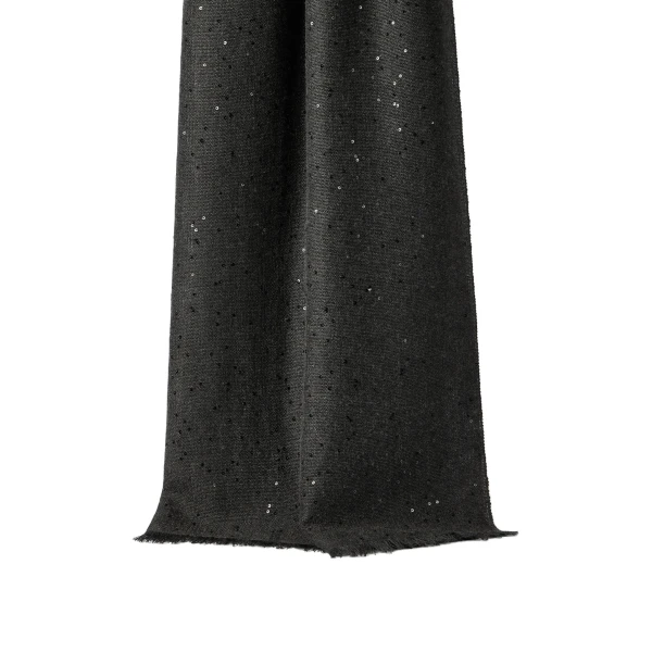 Brunello Cucinelli Cashmere and silk Diamond yarn scarf in Lignite Grey | Scarves | Luxury Shoes 