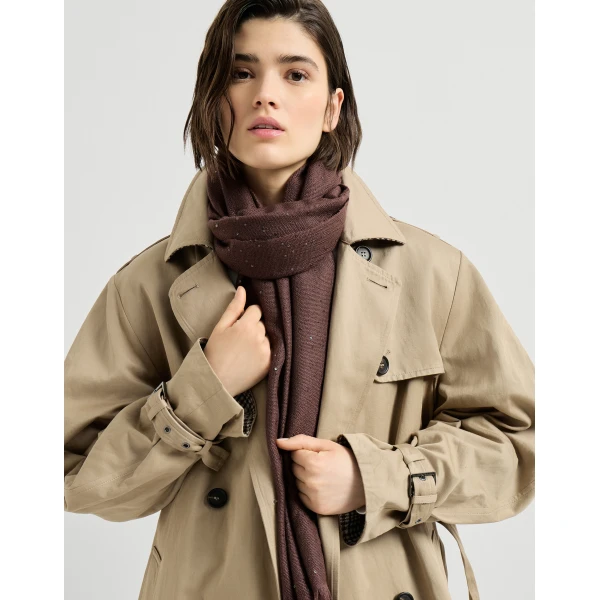 Brunello Cucinelli Cashmere and silk Diamond yarn scarf in Mauve, view 4 | Scarves | Luxury Shoes 