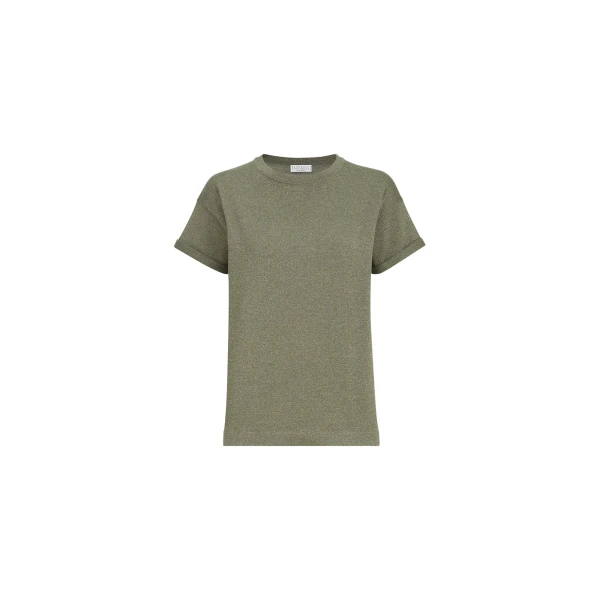 Cashmere and silk knit T-shirt in Origano
