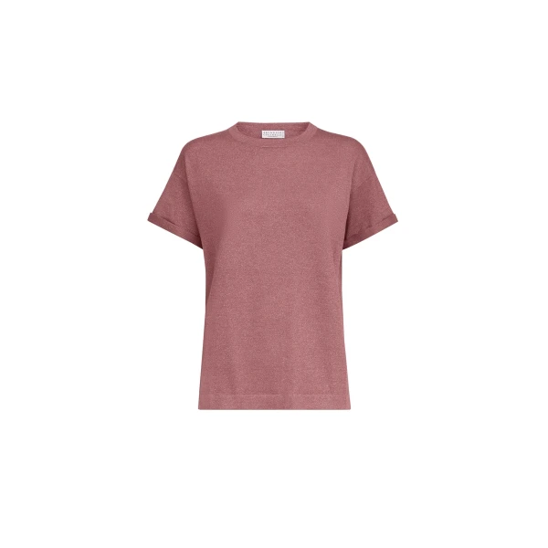 Cashmere and silk knit T-shirt in Purple