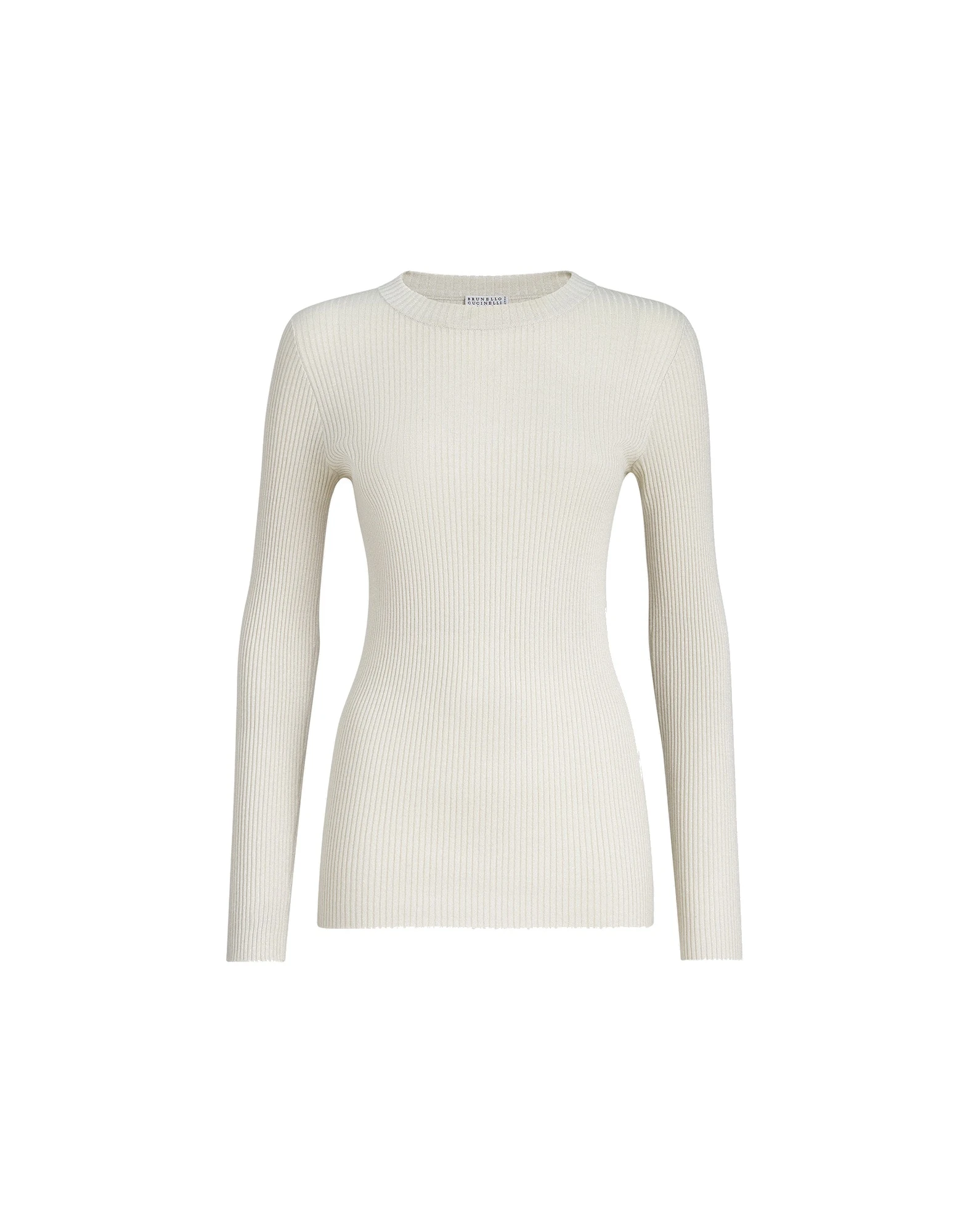 Brunello Cucinelli Cashmere and silk ribbed sweater in Milk Brunello Cucinelli