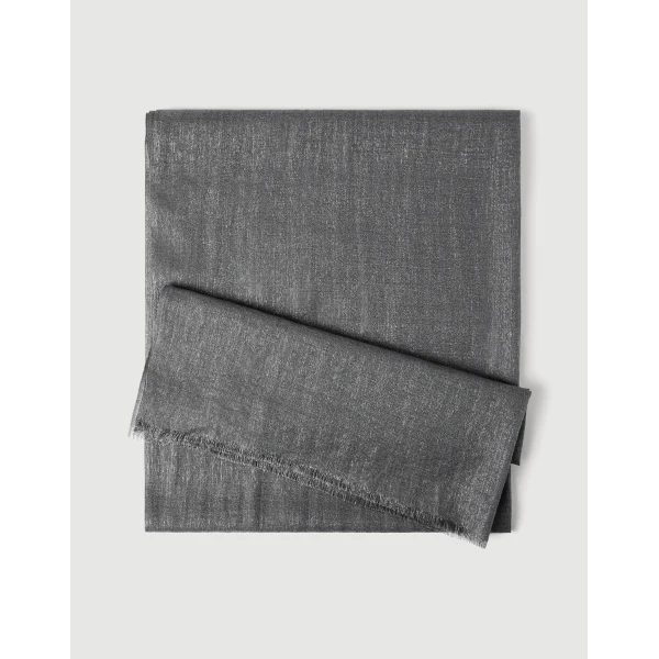 Brunello Cucinelli Cashmere and silk scarf in Lead, view 2 | Scarves | Luxury Shoes 