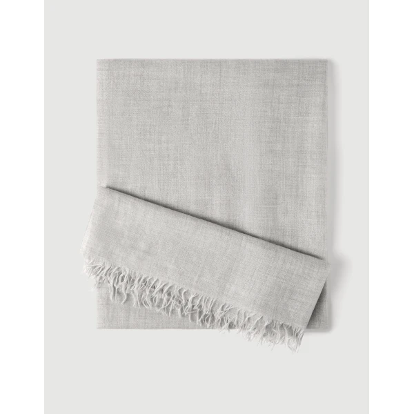 Brunello Cucinelli Cashmere and silk scarf in Light Grey, view 2 | Scarves | Luxury Shoes 
