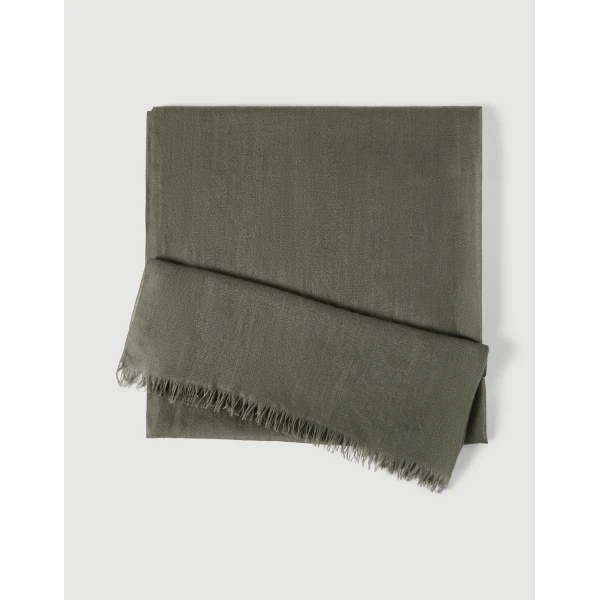 Brunello Cucinelli Cashmere and silk scarf in Origano, view 2 | Scarves | Luxury Shoes 