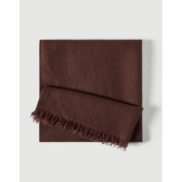 Brunello Cucinelli Cashmere and silk scarf in Pine Cone Brown, view 2 | Scarves | Luxury Shoes 
