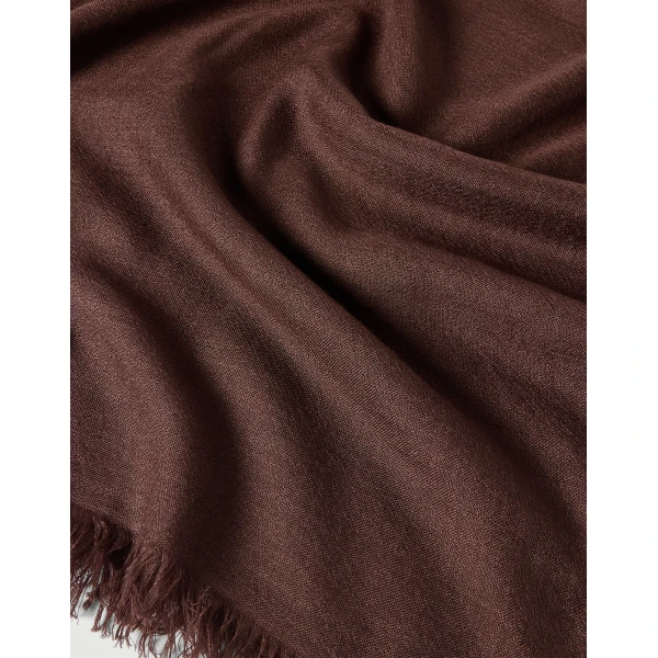 Brunello Cucinelli Cashmere and silk scarf in Pine Cone Brown, view 3 | Scarves | Luxury Shoes 