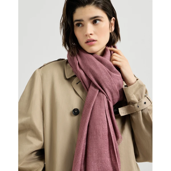 Brunello Cucinelli Cashmere and silk scarf in Purple, view 4 | Scarves | Luxury Shoes 
