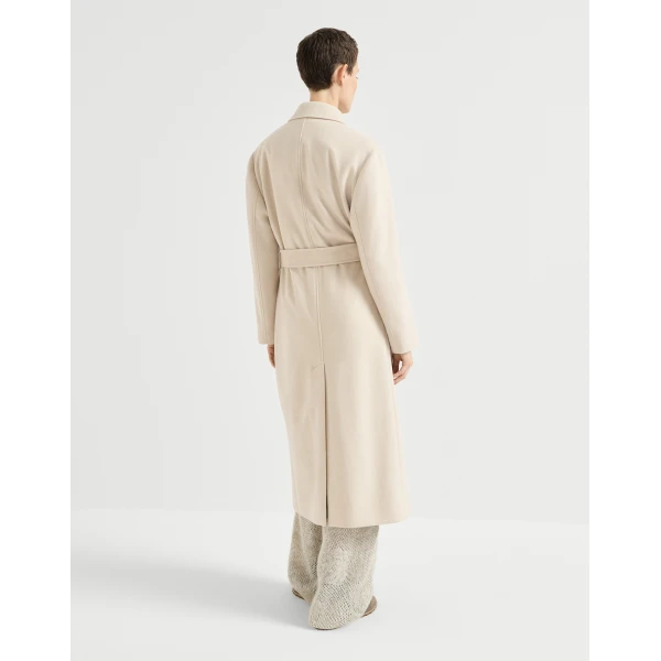 Cashmere coat with belt and monili in Beige - Image 3