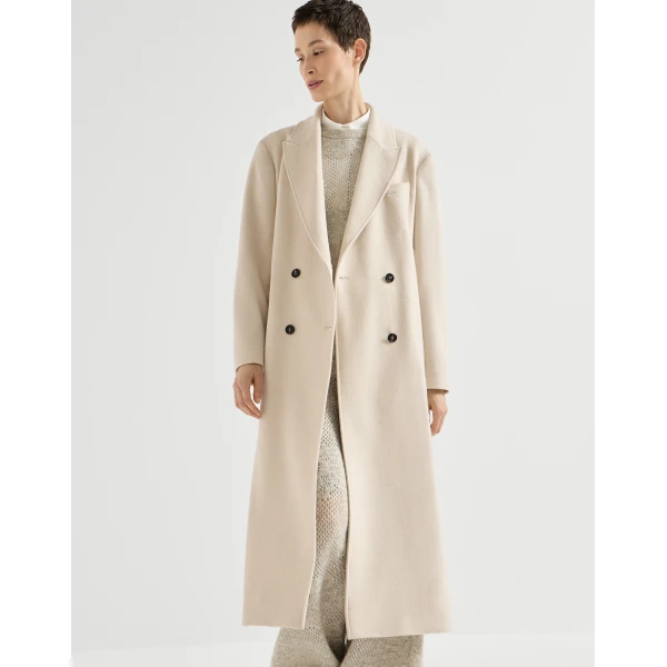 Cashmere coat with belt and monili in Beige - Image 5
