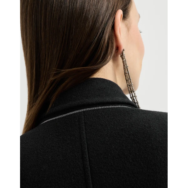 Cashmere coat with belt and monili in Black - Image 4