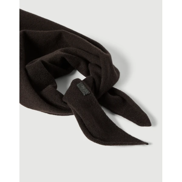 Brunello Cucinelli Cashmere foulard with monili in Coffee, view 2 | Scarves | Luxury Shoes 