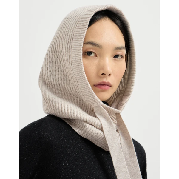 Brunello Cucinelli Cashmere knit balaclava in Panama, view 2 | Hats | Luxury Shoes 