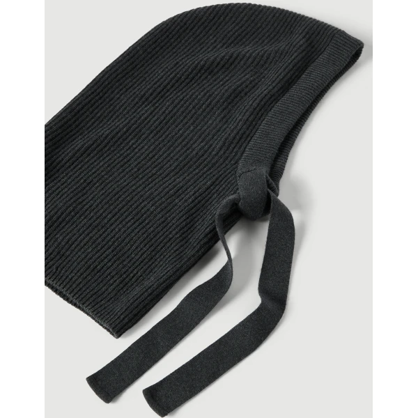 Brunello Cucinelli Cashmere knit balaclava in Stone Grey, view 3 | Hats | Luxury Shoes 