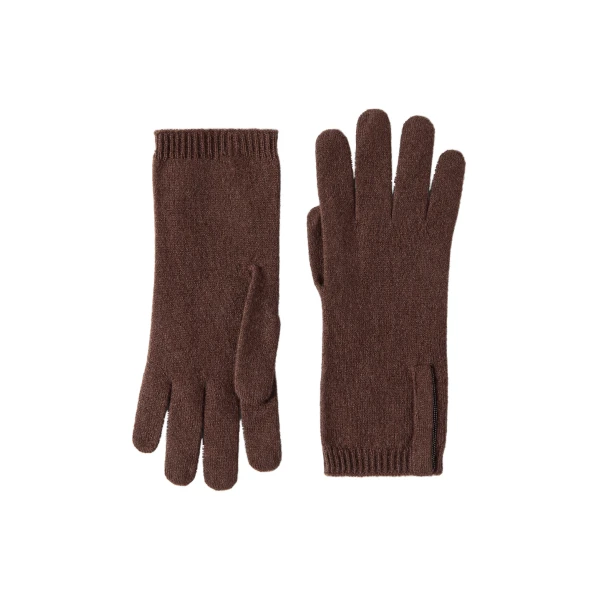 Brunello Cucinelli Cashmere knit gloves with monili in Brown | Gloves | Luxury Shoes 