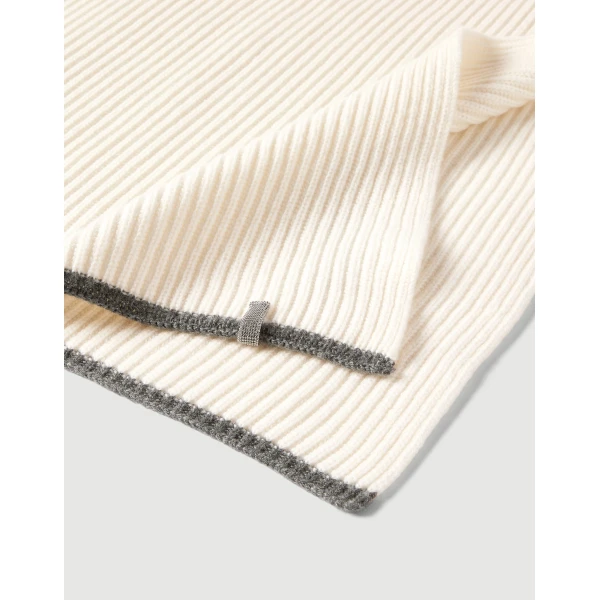 Brunello Cucinelli Cashmere knit scarf in Panama, view 3 | Scarves | Luxury Shoes 
