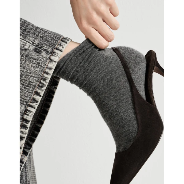 Brunello Cucinelli Cashmere knit socks in Anthracite, view 3 | Accessories | Luxury Shoes 