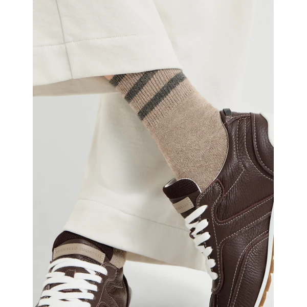 Brunello Cucinelli Cashmere knit socks in Beige, view 3 | Accessories | Luxury Shoes 