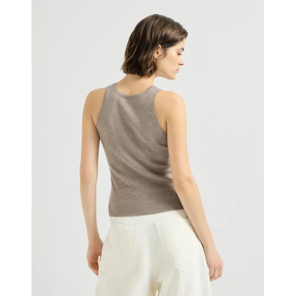Brunello Cucinelli Cashmere knit top in Rope, view 3 | Sweaters | Luxury Shoes 