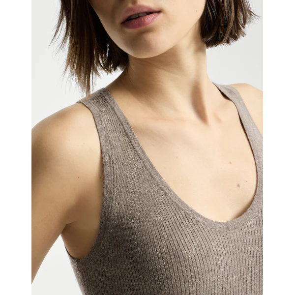 Brunello Cucinelli Cashmere knit top in Rope, view 4 | Sweaters | Luxury Shoes 
