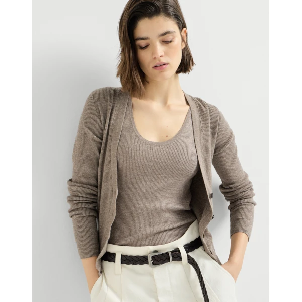Brunello Cucinelli Cashmere knit top in Rope, view 5 | Sweaters | Luxury Shoes 