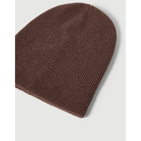 Brunello Cucinelli Cashmere rib knit beanie in Pine Cone Brown, view 2 | Hats | Luxury Shoes 