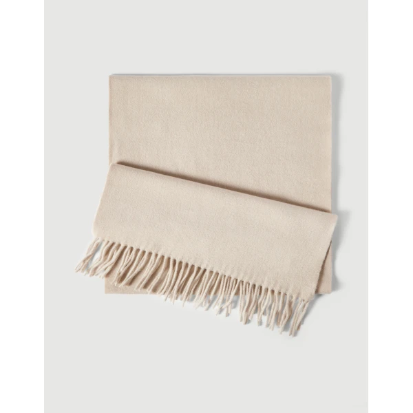 Brunello Cucinelli Cashmere scarf in Beige Silk, view 2 | Scarves | Luxury Shoes 