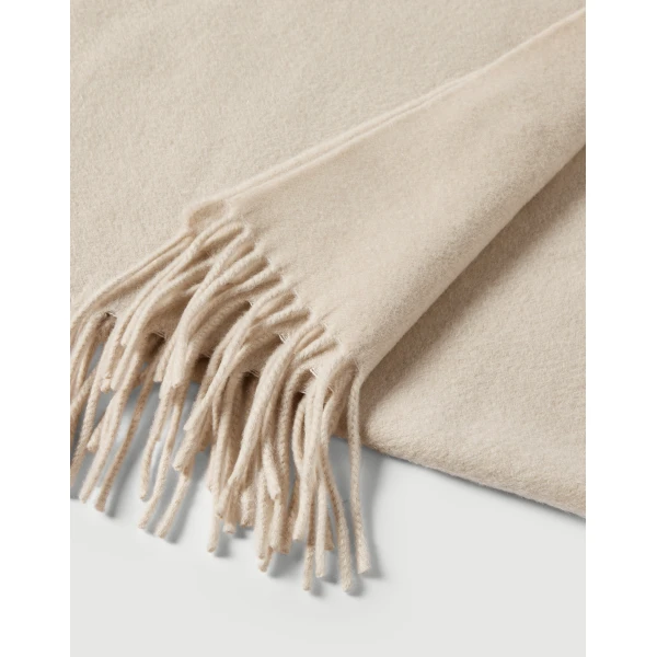 Brunello Cucinelli Cashmere scarf in Beige Silk, view 3 | Scarves | Luxury Shoes 