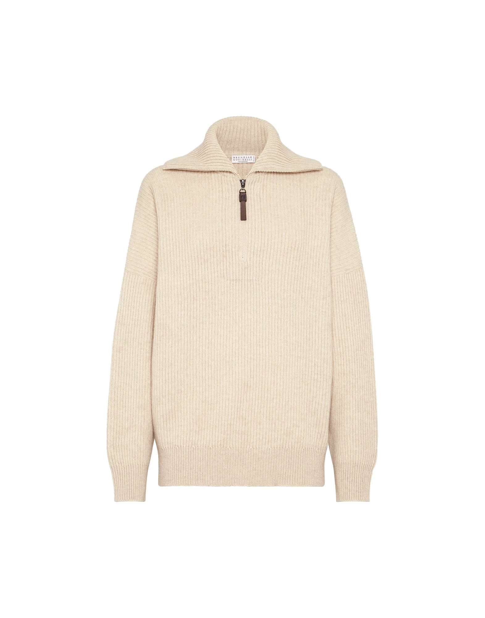 Brunello Cucinelli Cashmere sweater with monili in Beige Brunello Cucinelli
