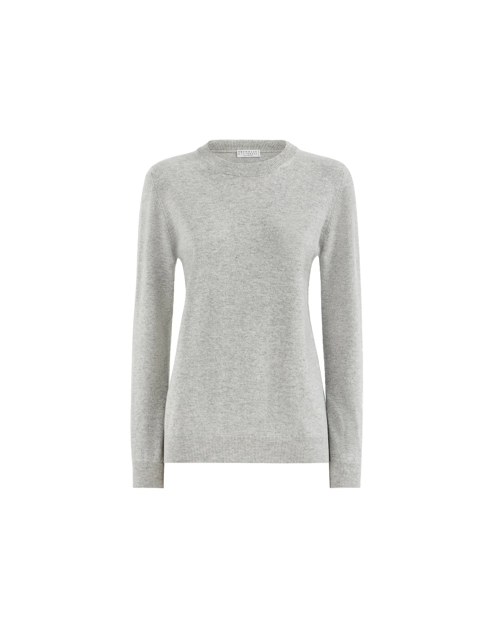 Brunello Cucinelli Cashmere sweater with monili in Pebble Brunello Cucinelli