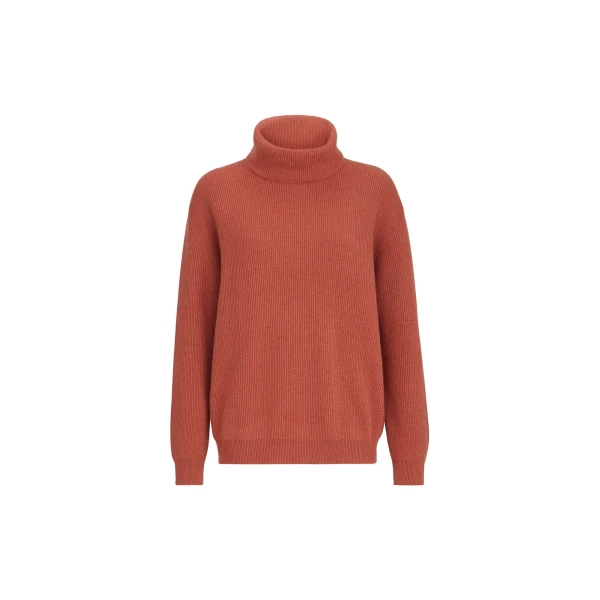 Cashmere turtleneck sweater in Firebrick