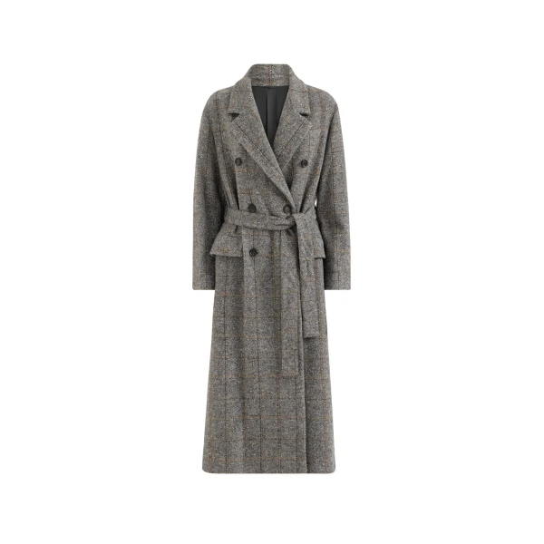 Check tweed coat in Dark Grey