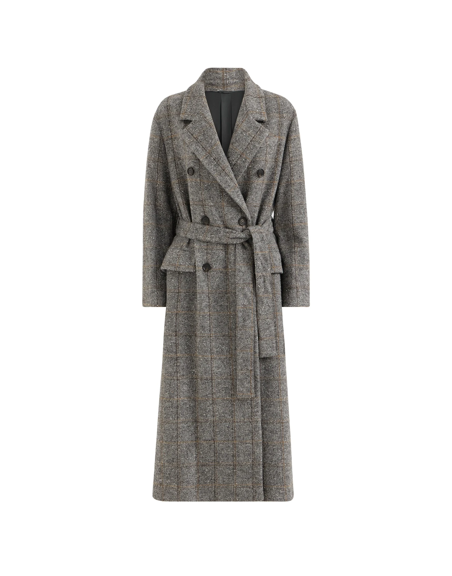 Brunello Cucinelli Check tweed coat in Dark Grey | Buy Coats at Luxury Shoes Brunello Cucinelli Check tweed coat in Dark Grey