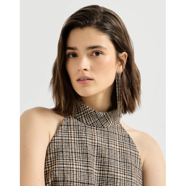 Brunello Cucinelli Checked alpaca and wool dress in Brown