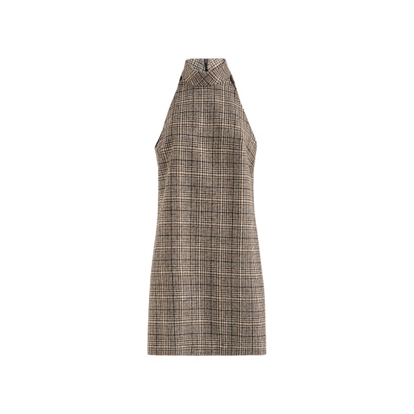 Brunello Cucinelli Checked alpaca and wool dress in Brown