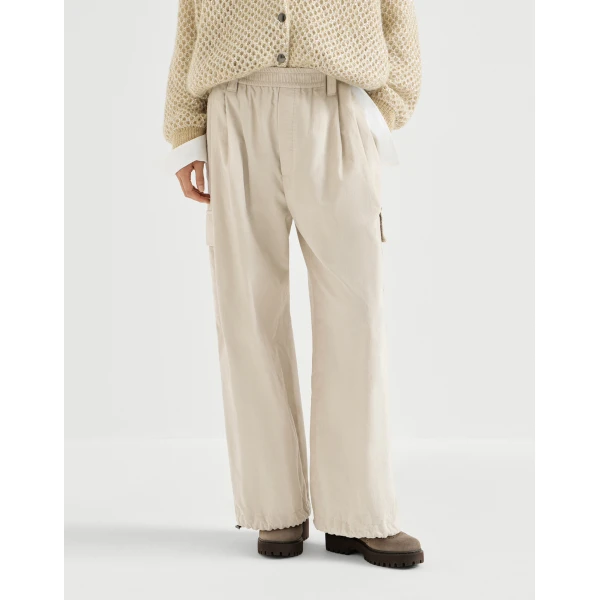 Brunello Cucinelli Corduroy baggy cargo trousers in Beige, view 2 | Pants | Luxury Shoes 