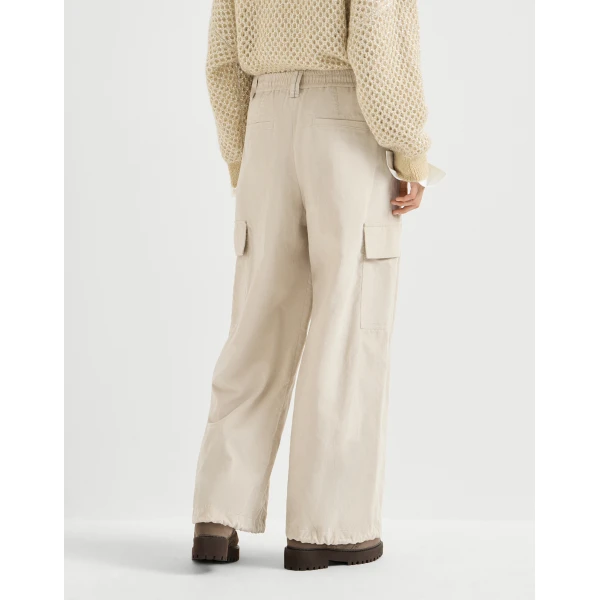 Brunello Cucinelli Corduroy baggy cargo trousers in Beige, view 3 | Pants | Luxury Shoes 